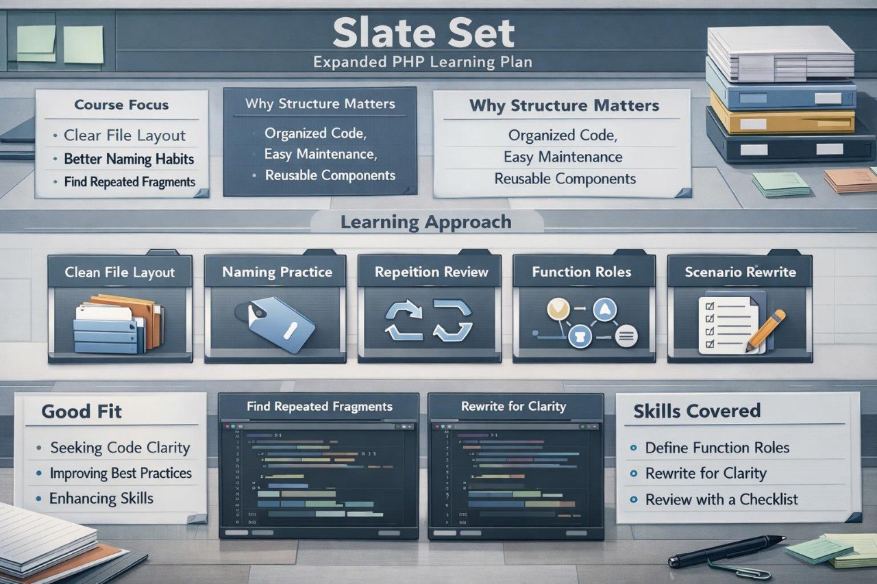 Educational infographic about a learning plan with text and icons on a blue background